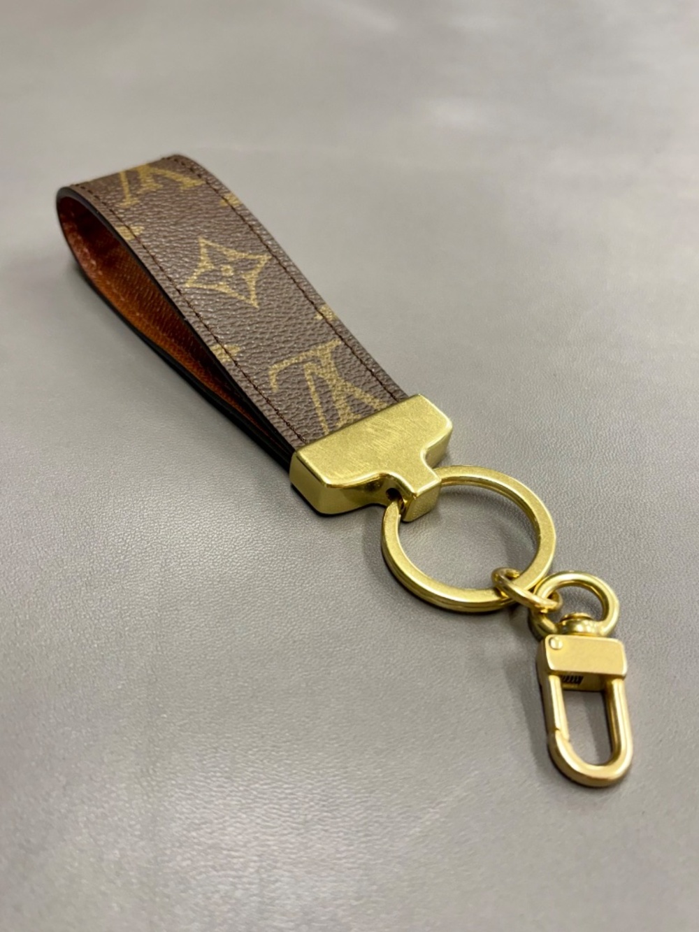 LV Canvas, Leather, Brass Keychain Keyfob - Picture 2 of 3